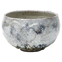 White/grey and pearly beige glazed ceramic bowl by Gisèle Buthod Garçon, 1980-90