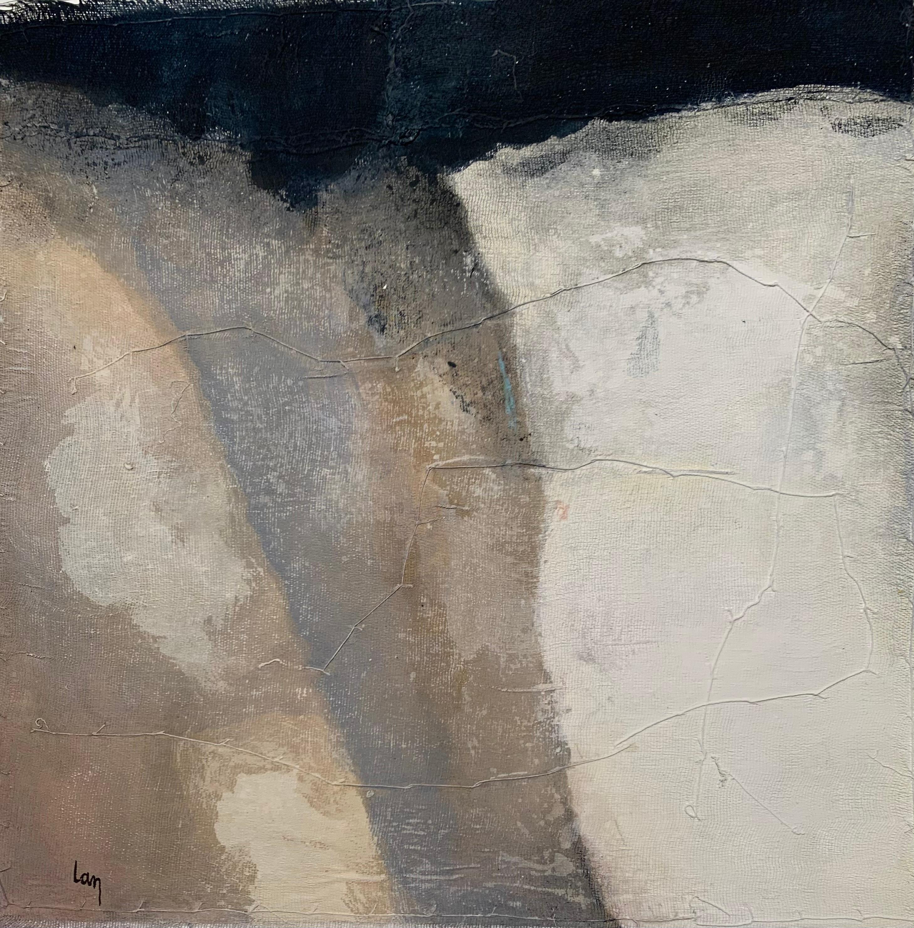 Belgian White, Grey, Black Painting by Artist Diane Petry, Contemporary, Belgium
