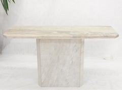 Tavolo console con piedistallo singolo in marmo bianco e grigio di Carrara