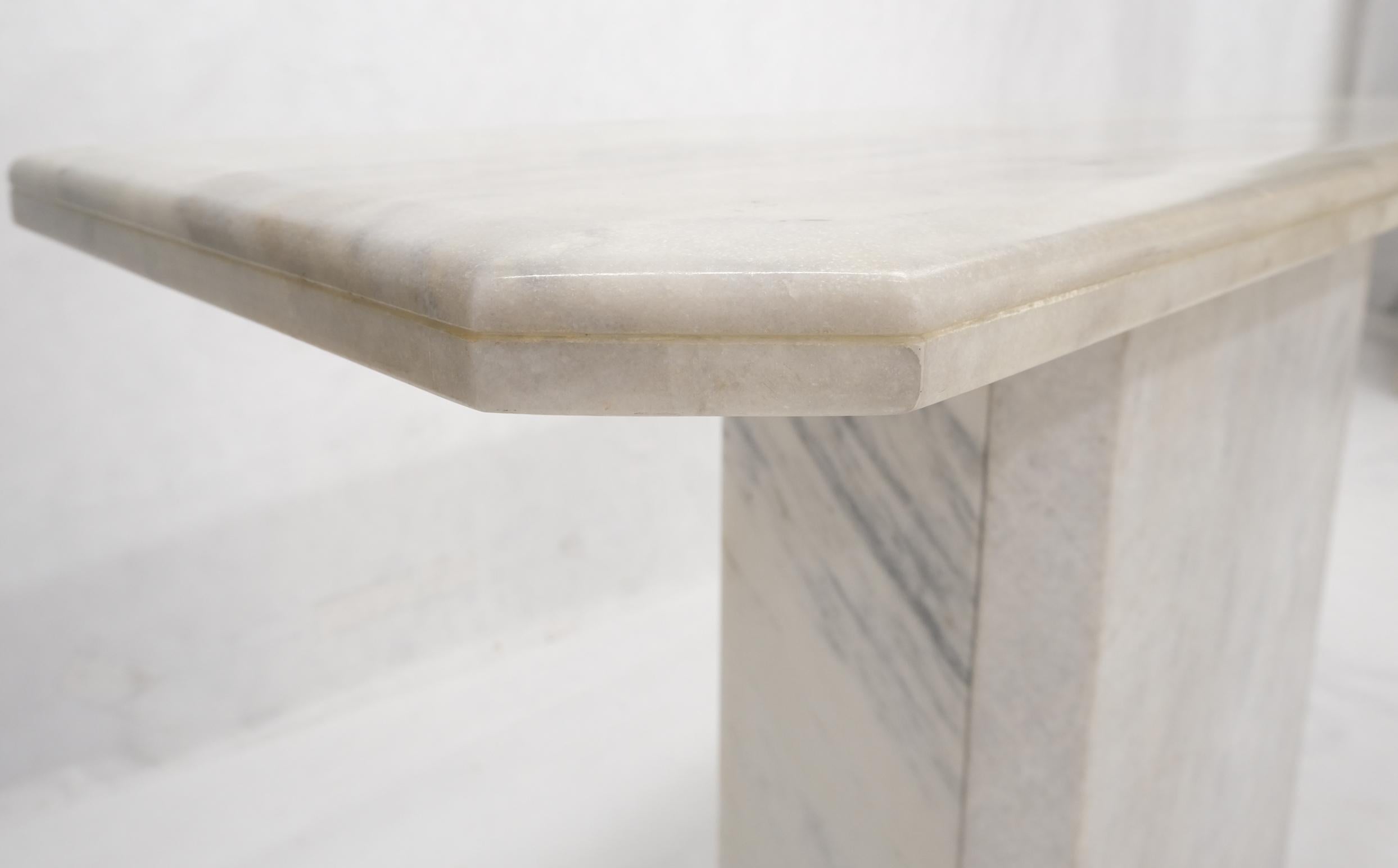 20th Century White & Grey Carrara Marble Single Pedestal Console Sofa Table For Sale