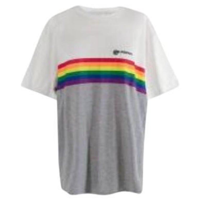 White and grey cotton jersey rainbow T-shirt For Sale at 1stDibs