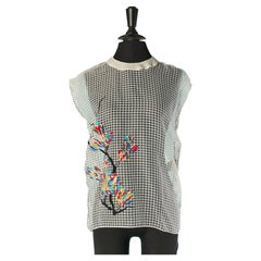 Top blanco de seda transparente con estampado VIONNET