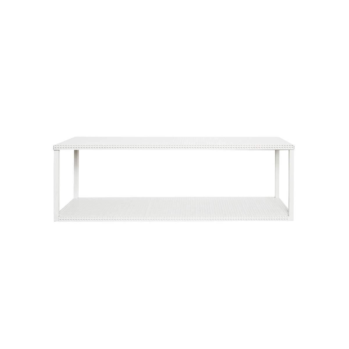 White Grid wall shelf by Kristina Dam Studio
Materials: White Powder-Coated Steel.
Also available in different colors. 
Dimensions: 25 x 75 x h 25cm.

The Modernist furniture collection takes notions of modern design and yet the distinctive