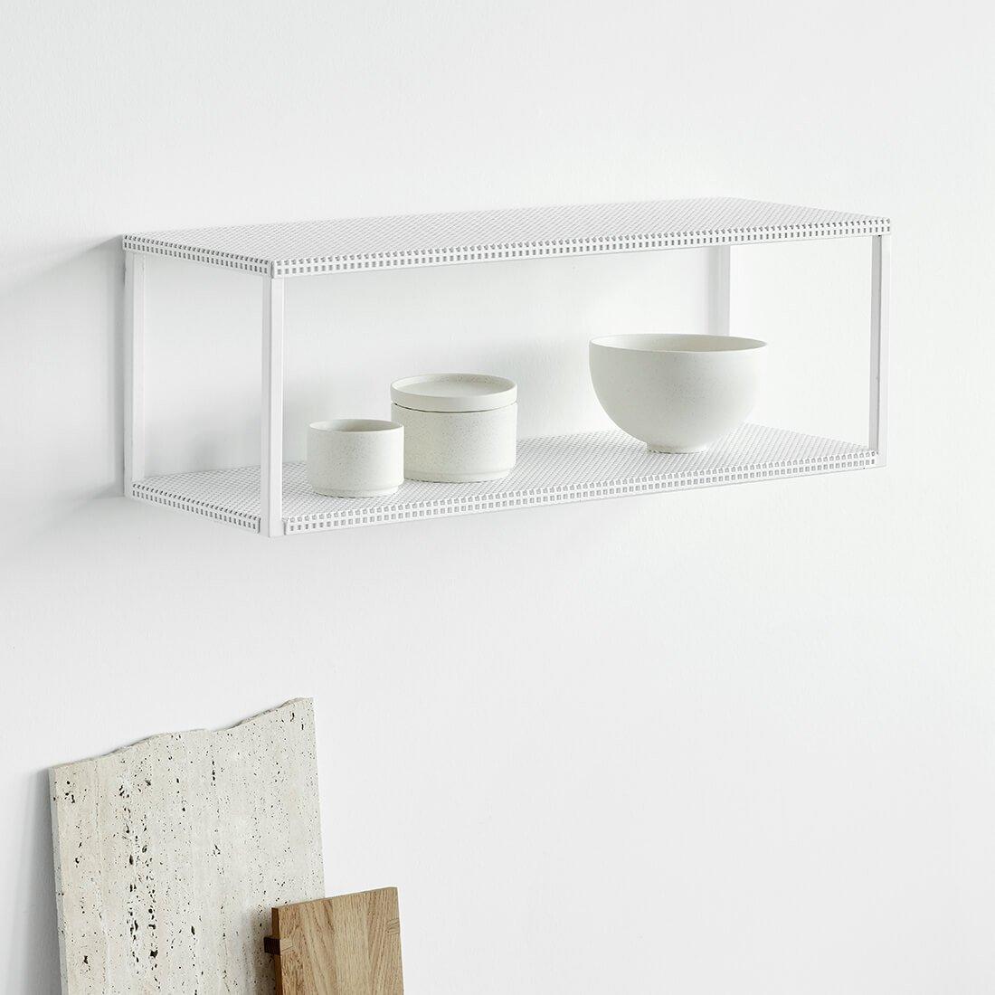 Danish White Grid Wall Shelf by Kristina Dam Studio