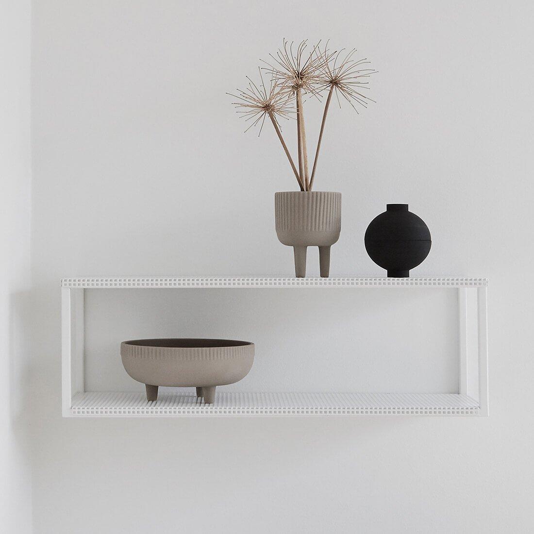 Powder-Coated White Grid Wall Shelf by Kristina Dam Studio For Sale