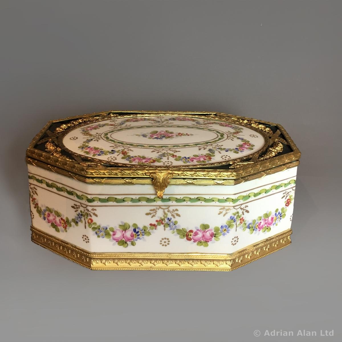 French White Ground Sèvres-Style Trinket Box