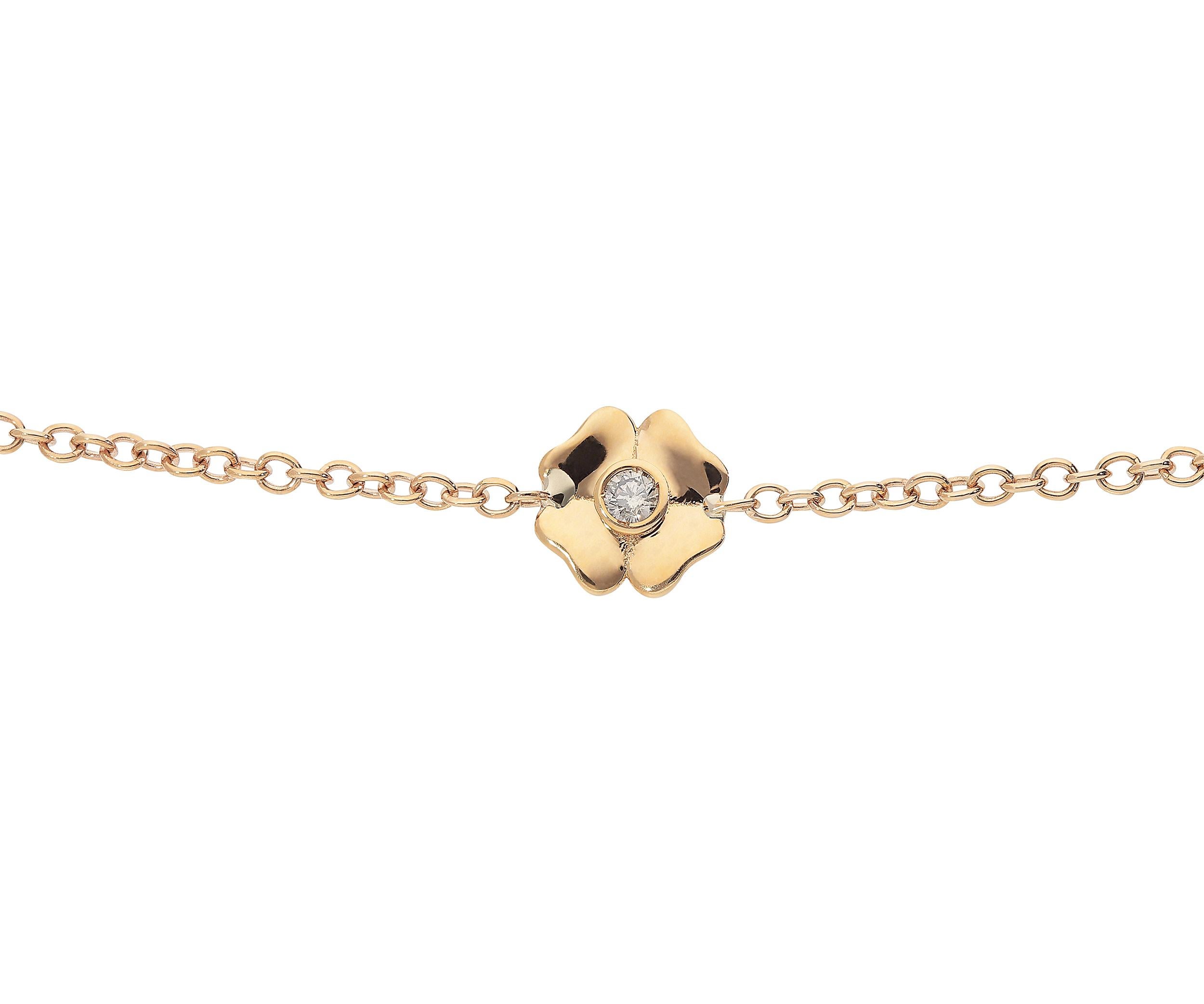 Modern White GSI and Brown Diamonds Orange Sapphires 18 Karat Pink Gold Flower Necklace For Sale