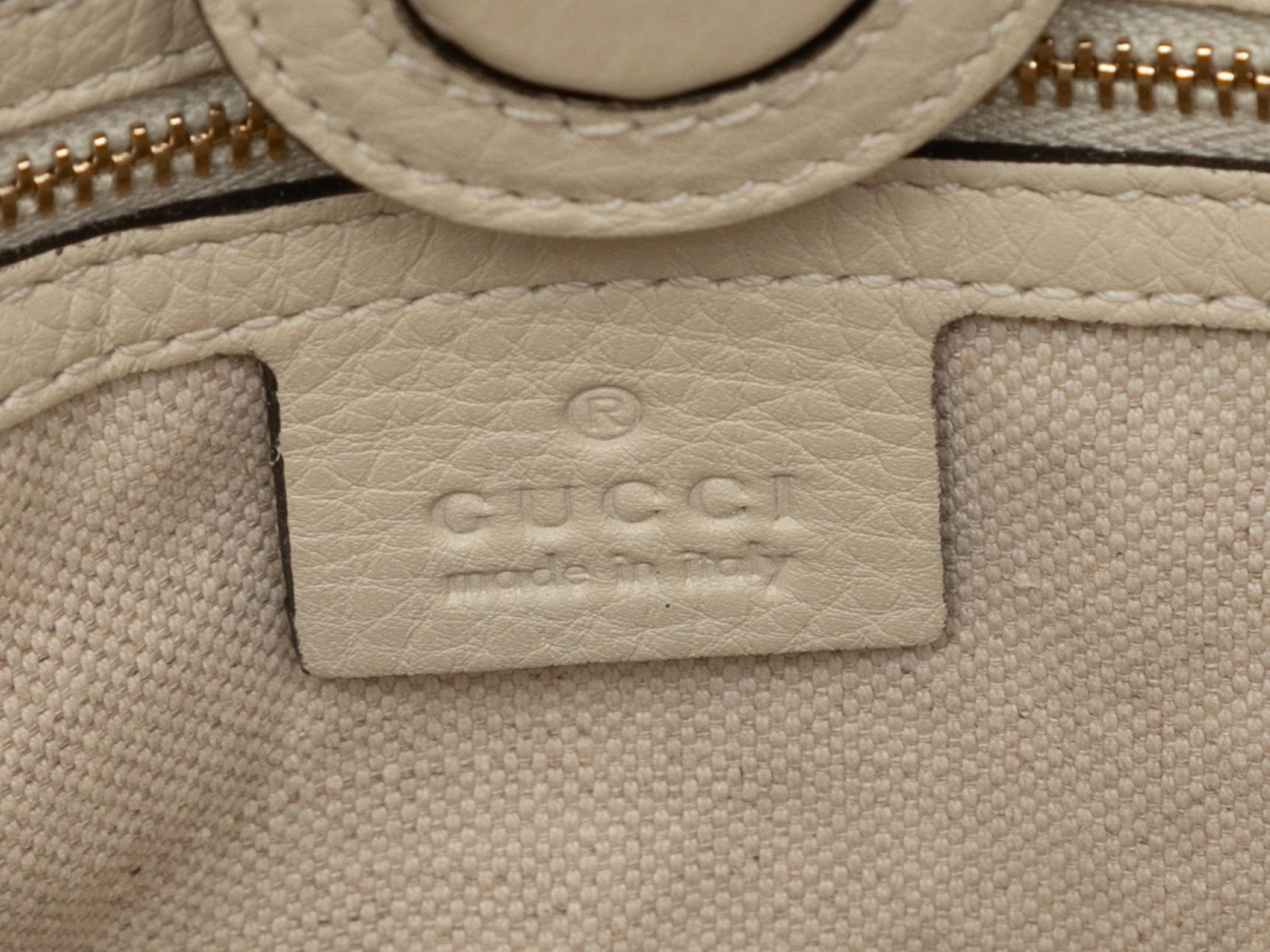 White Gucci Leather & Bamboo Shopping Tote 3