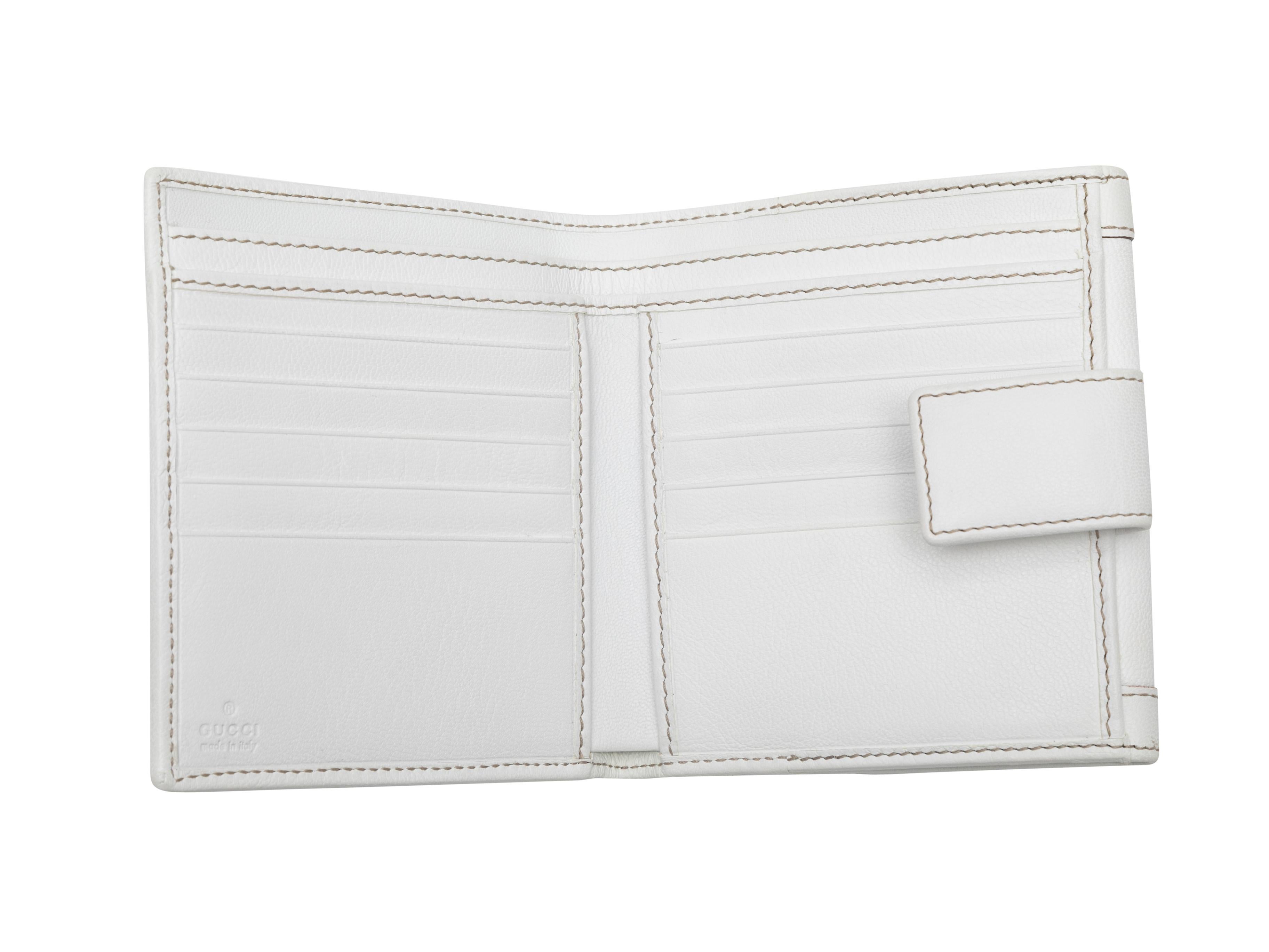 White Gucci Leather Web-Trimmed Wallet In Good Condition For Sale In New York, NY