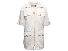 Robe en denim à manches courtes blanche de Gucci Taille IT 46