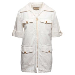 Robe en denim à manches courtes blanche de Gucci Taille IT 46