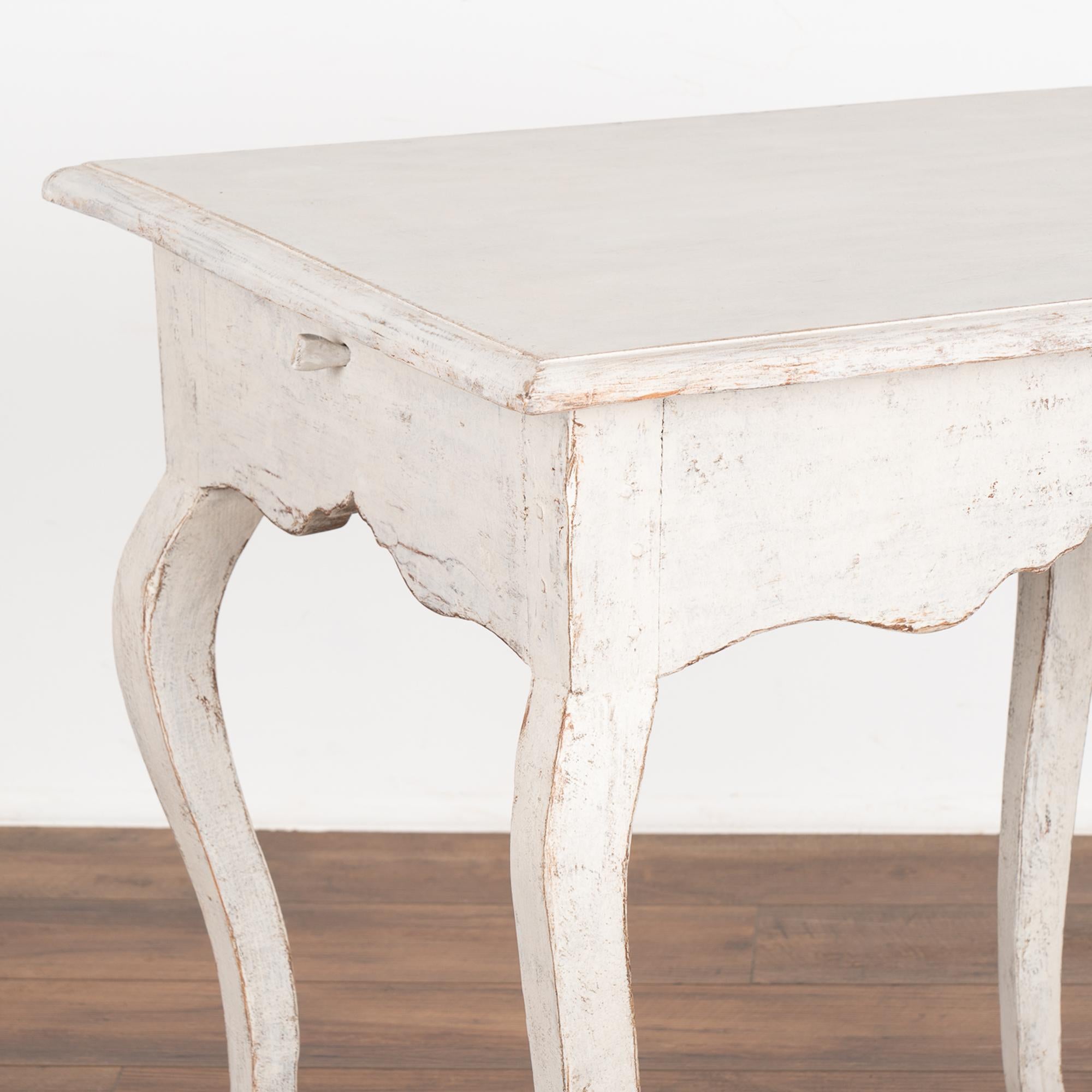19th Century White Gustavian Side Table with Cabriolet Legs, Sweden circa 1800-20 For Sale