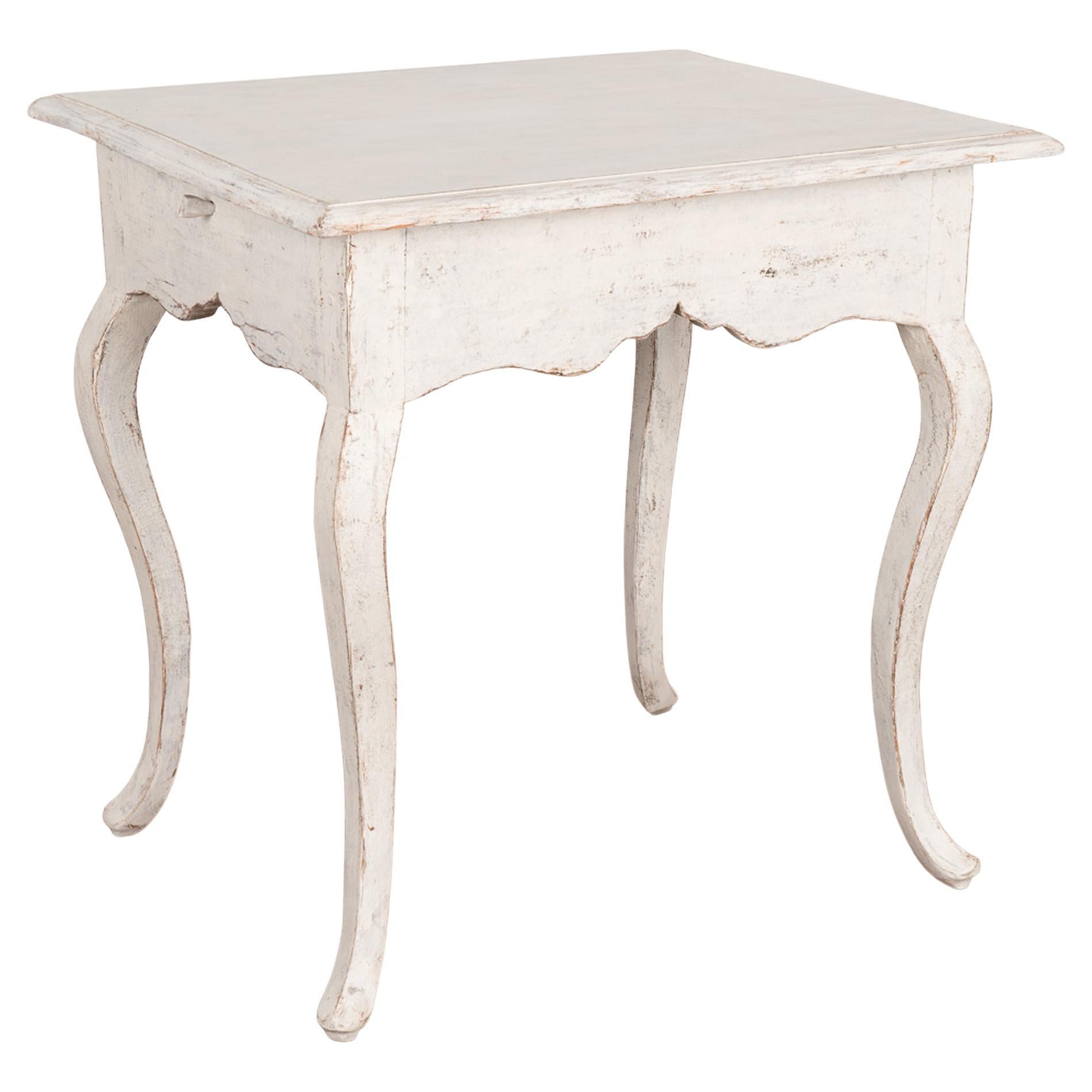 White Gustavian Side Table with Cabriolet Legs, Sweden circa 1800-20 For Sale