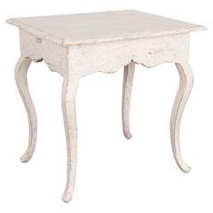 Antique White Gustavian Side Table with Cabriolet Legs, Sweden circa 1800-20