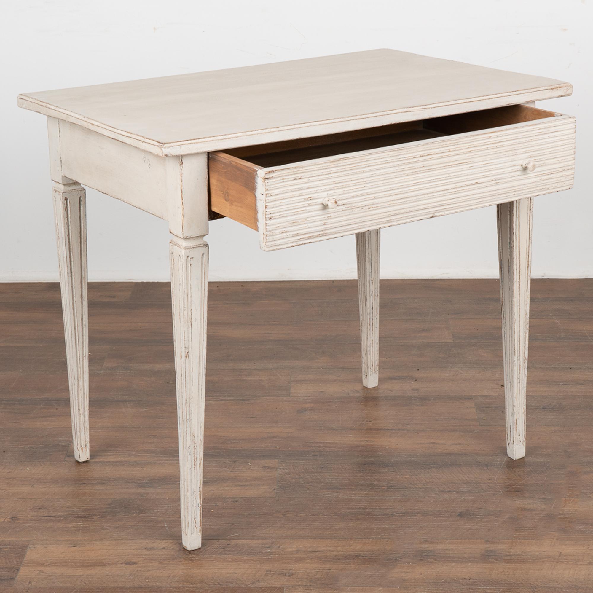 Swedish White Gustavian Side Table with Drawer, Sweden, circa 1820-40