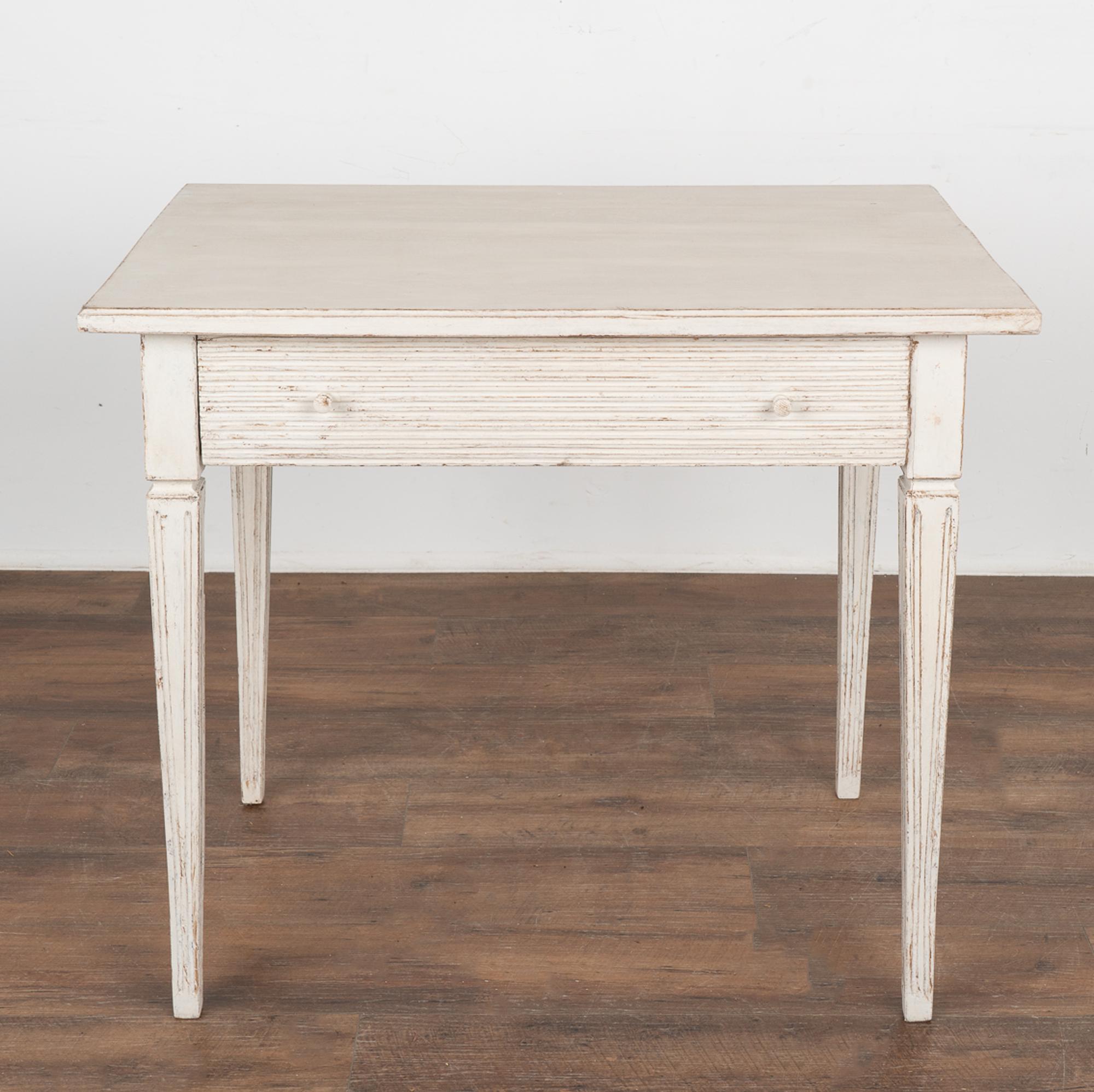 White Gustavian Side Table with Drawer, Sweden, circa 1820-40 In Good Condition In Round Top, TX