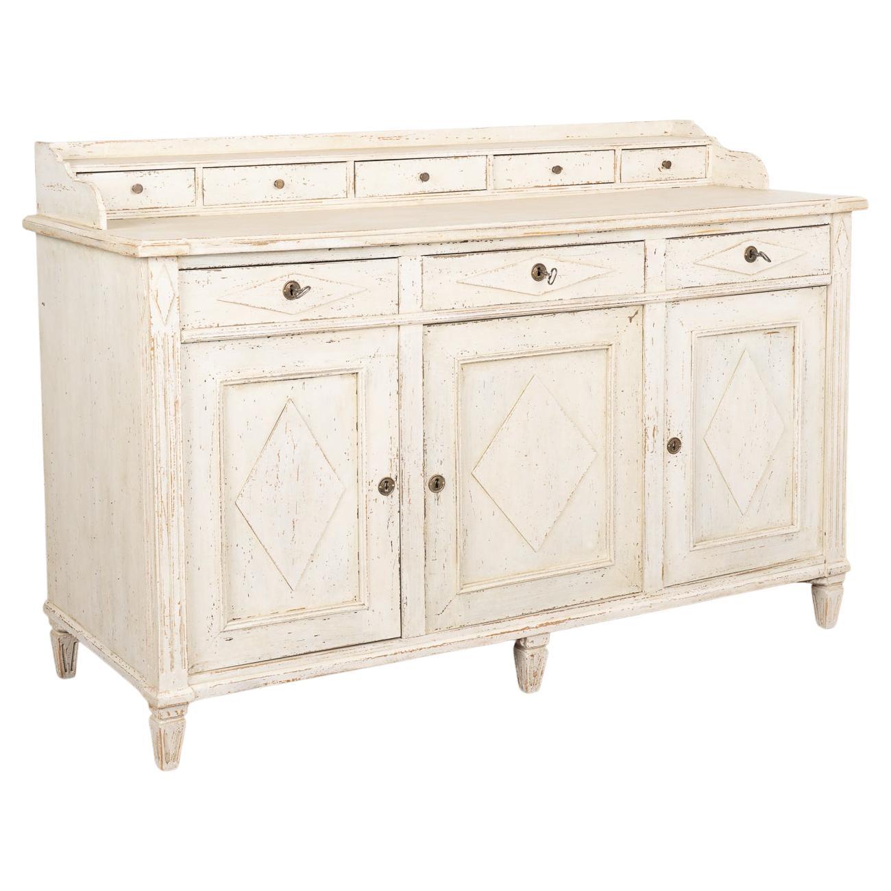 White Gustavian Sideboard Buffet, Sweden circa 1860-80