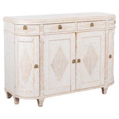 Antique White Gustavian Sideboard Buffet with Curved Sides, Sweden circa 1820-40