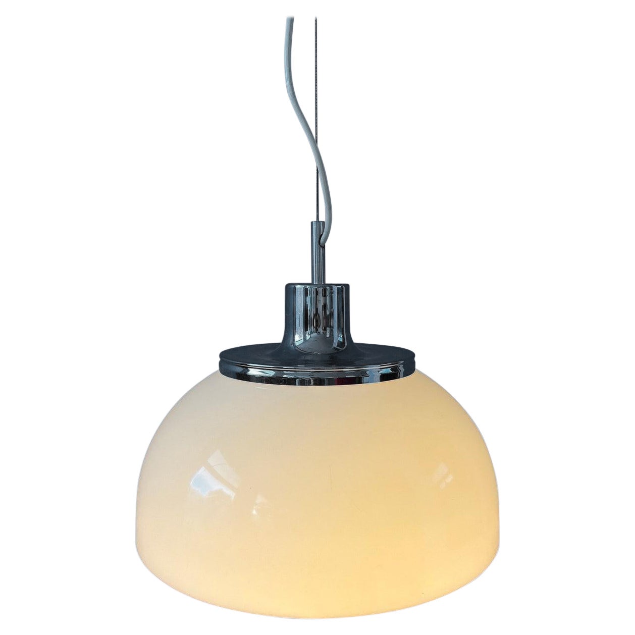 Lampada a sospensione in plexiglass Guzzini Faro bianca, anni '70