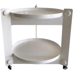 White Guzzini Tray Table, Trolley, by Luigi Massoni, 1970s