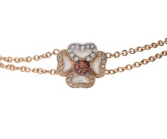 White GVS and Brown Diamonds Orange Sapphires Chain Flower Bracelet