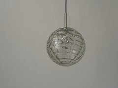 White Hand-blown Glass Pendant Lamp by Doria Leuchten, 1960s Germany