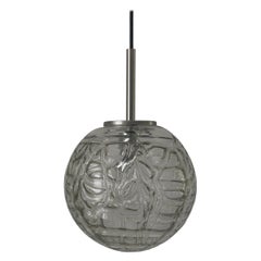 White Hand-blown Glass Pendant Lamp by Doria Leuchten, 1960s Germany