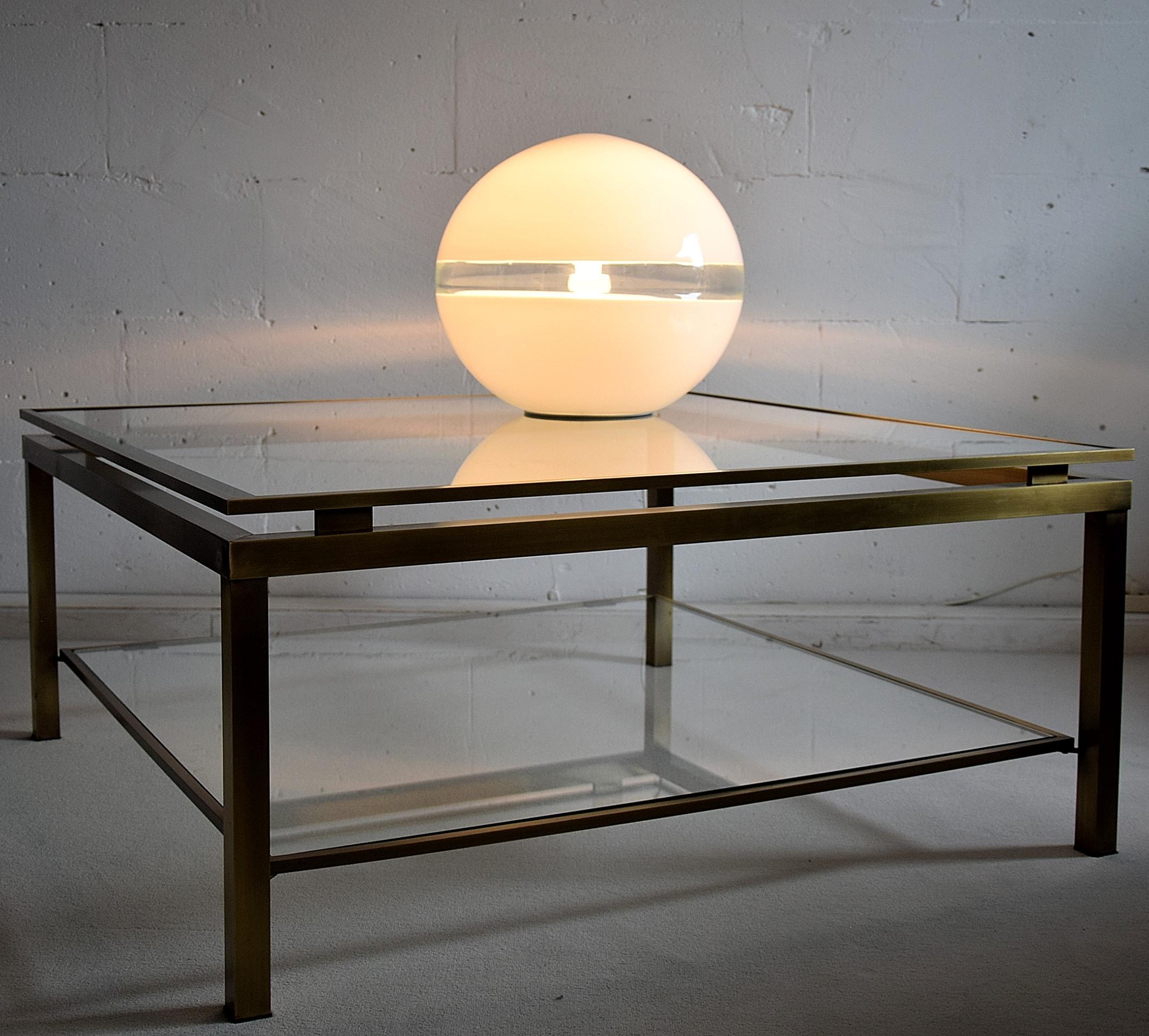 Mid-Century Modern Lampe de bureau en verre soufflé à la main blanc par Carlo Nason pour Mazzega