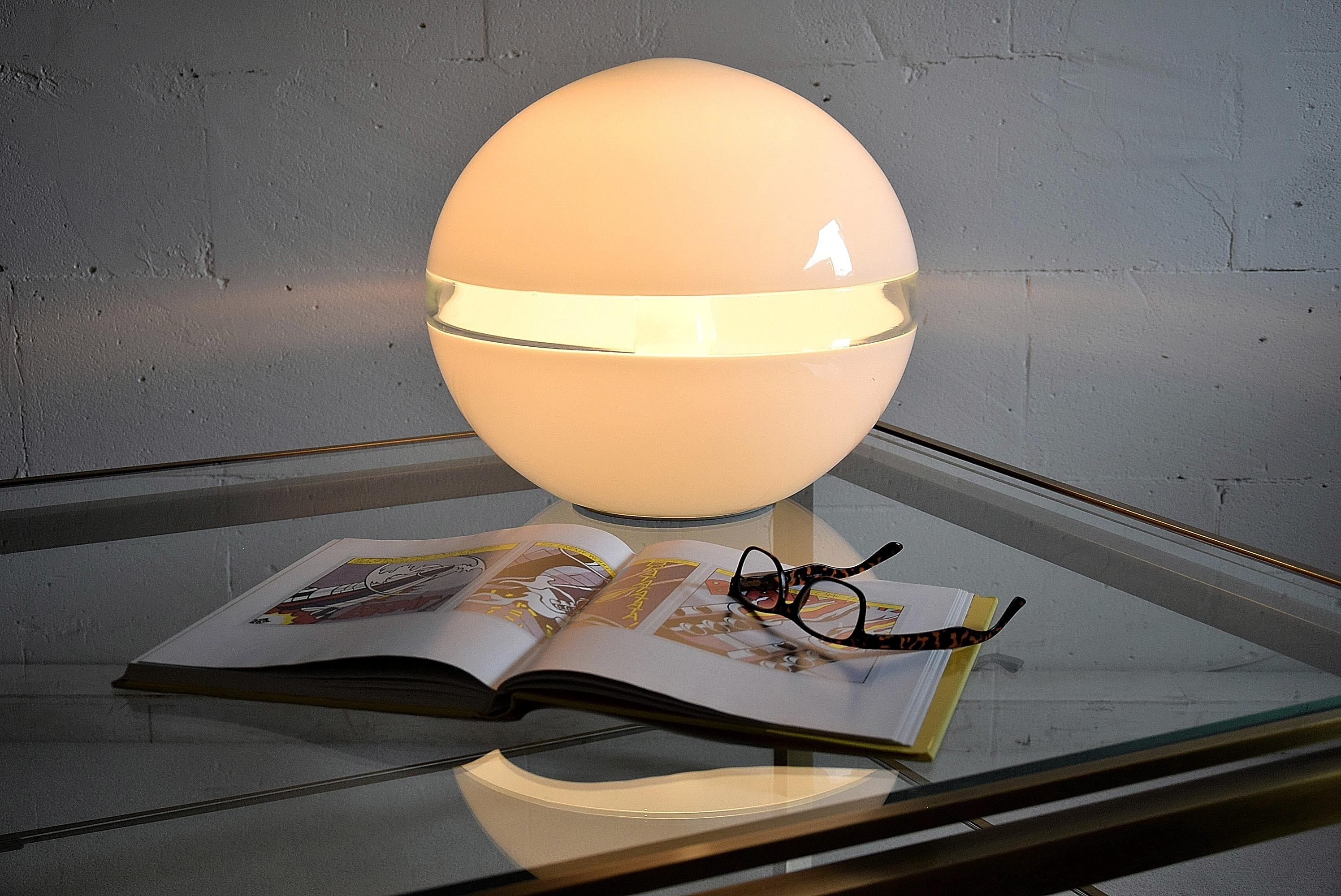 Lampe de bureau en verre soufflé à la main blanc par Carlo Nason pour Mazzega 2