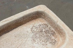 White Hand Carved Marble Washbasin with One Sink in a Single Block