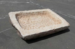 White Hand Carved Marble Washbasin with One Sink in a Single Block