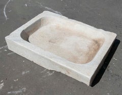 White Hand Carved Marble Washbasin with One Sink in a Single Block