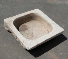 White Hand-Carved Marble Washbasin with One Sink in a Single Block
