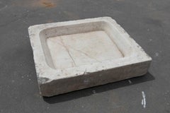 White Hand Carved Marble Washbasin with One Sink in a Single Block