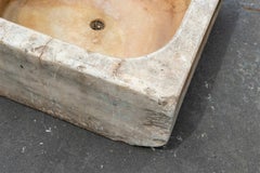 White Hand-Carved Marble Washbasin with One Sink in a Single Block