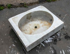 White Hand Carved Marble Washbasin with One Sink in a Single Block