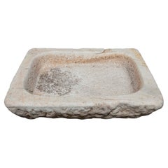 White Hand Carved Marble Washbasin with One Sink in a Single Block