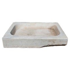 White Hand Carved Marble Washbasin with One Sink in a Single Block