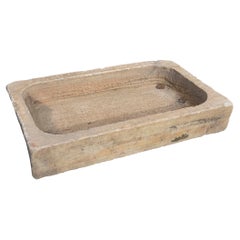 Antique White Hand Carved Marble Washbasin with One Sink in a Single Block