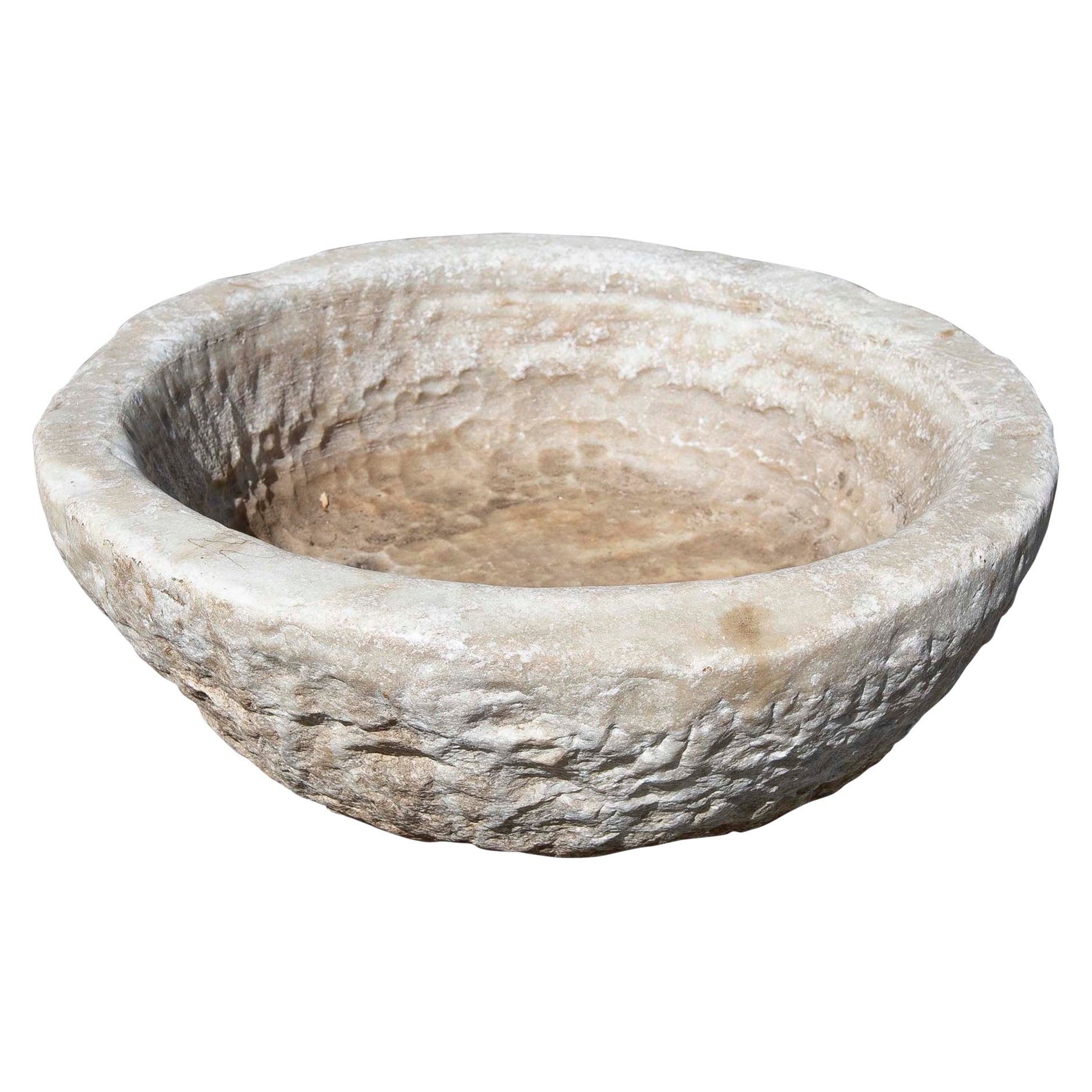 Lavabo in marmo bianco intagliato a mano con un lavabo in un unico blocco