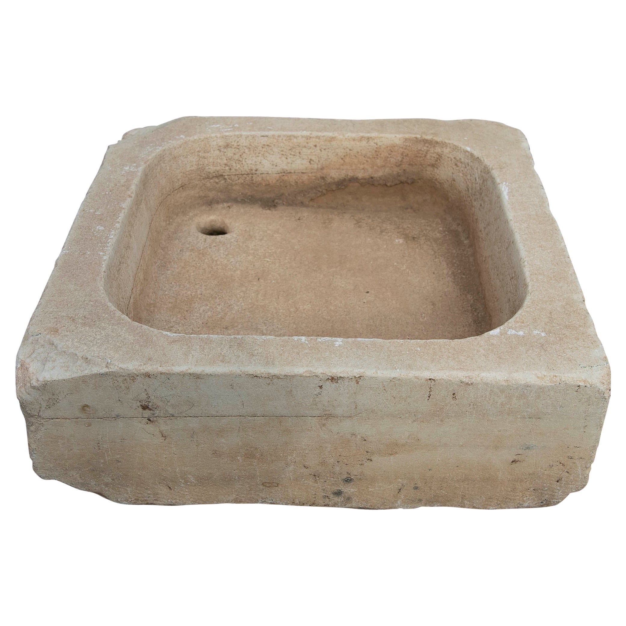 Lavabo de mármol blanco tallado a mano con un fregadero en un solo bloque