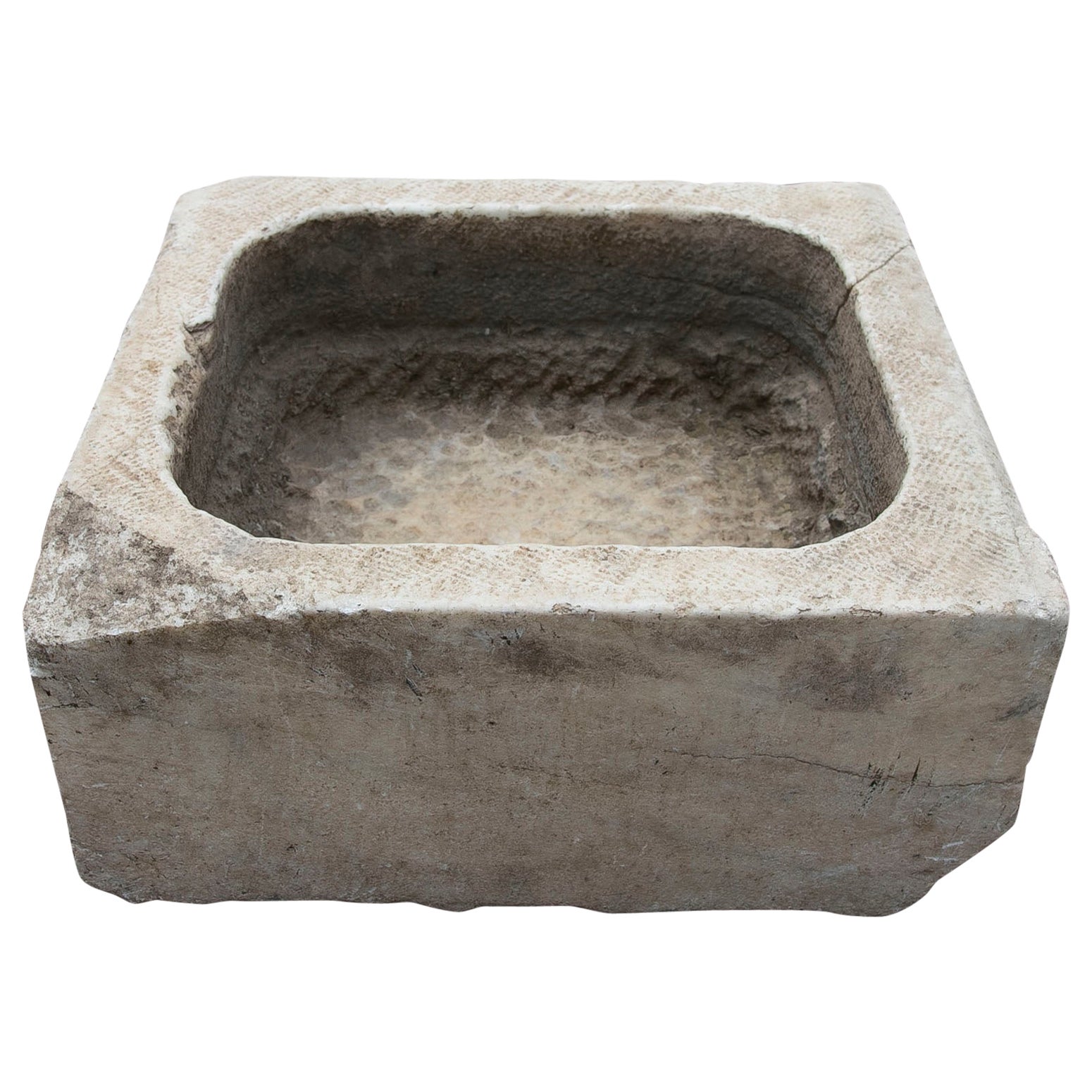 Lavabo de mármol blanco tallado a mano con un fregadero en un solo bloque