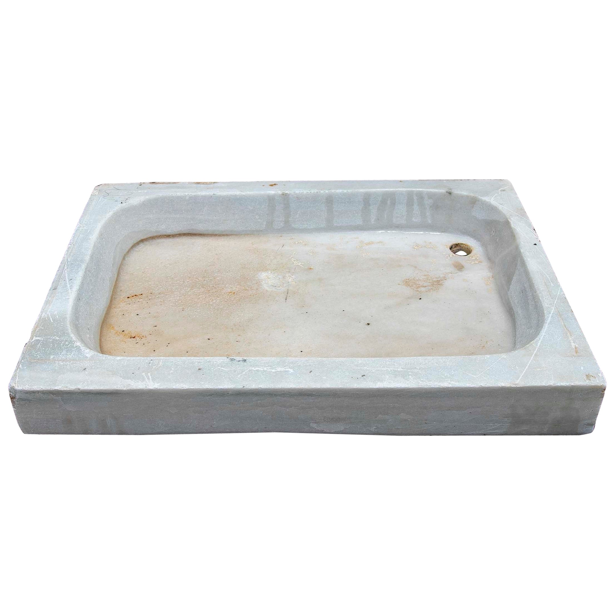 Lavabo de mármol blanco tallado a mano con un fregadero en un solo bloque