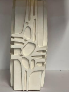 White Hand Engraved Plaster Design Pair Lamps, France, Contemporary