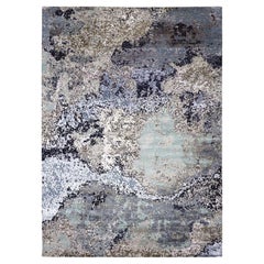 White Hand Knotted Abstract Design Dense Weave Persian Knot Wool Oriental Rug