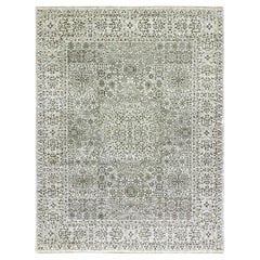 White Hand Knotted Mamluk Dynasty Tone on Tone Design Undyed Wool 9'1" x 12'0"