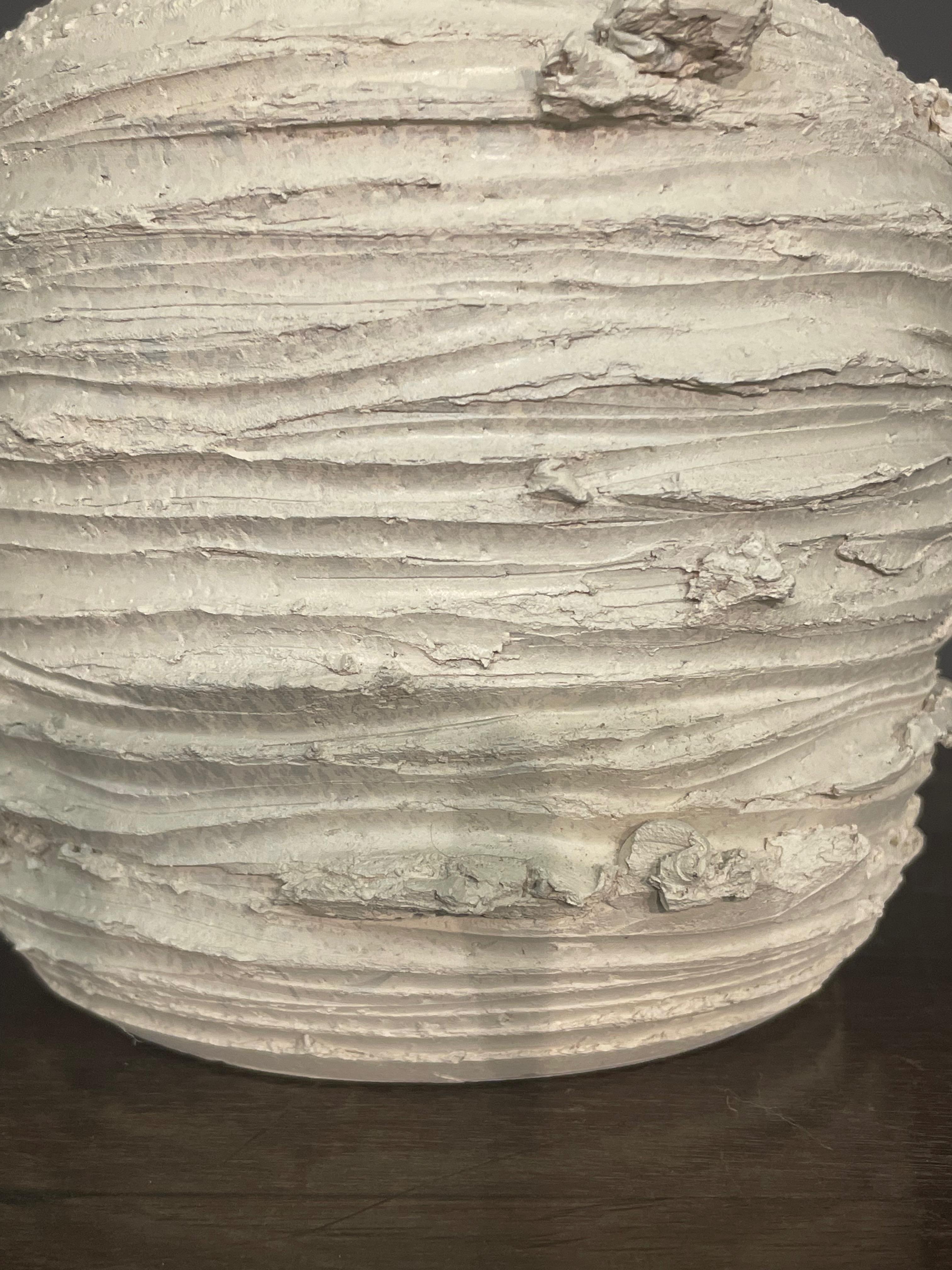 Italian White Hand Made Brutalist Design Vase, Italy, Contemporary