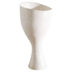 White Hand Made Sculptural Free Form Plaster Vase by Grillo Demo