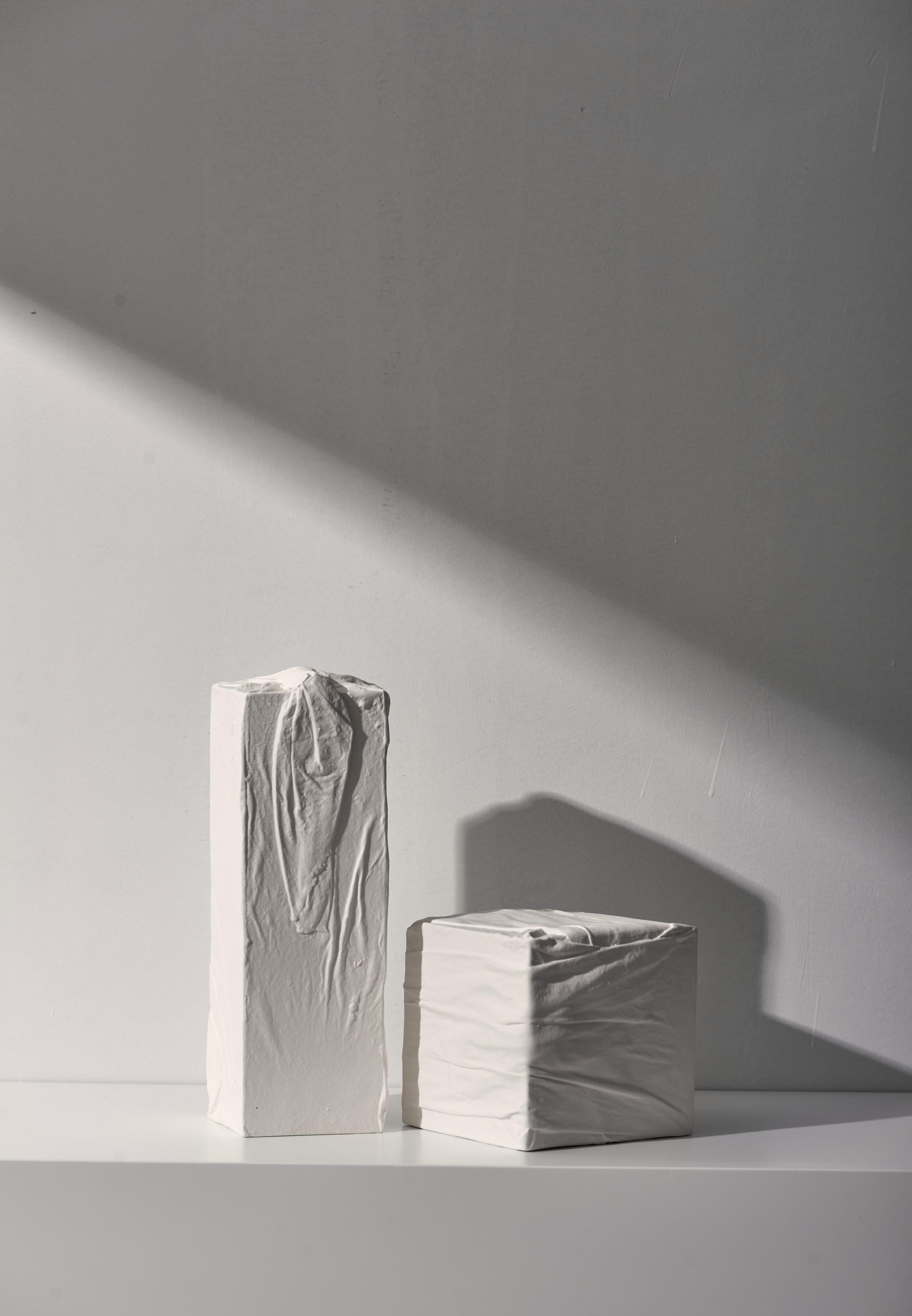 Chinese Handcrafted Ceramic Sculpture- 'Package',  with Handcrafted Drapery Texture For Sale