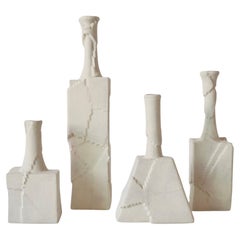 White Handmade Ceramic Vase -  Peeling Texture, Minimalism (Set of 4)